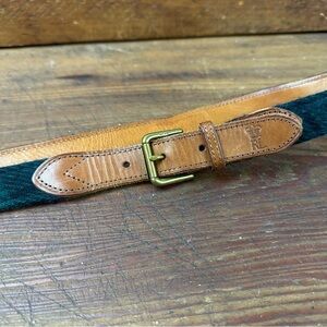 Polo Ralph Lauren PRL Plaid Wool Leather Belt Size 38 Blackwatch